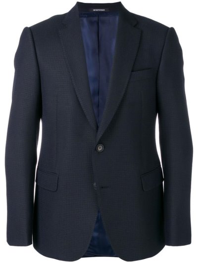 Chaquetas Armani Emporio Waffle Knit Estilo Suit Hombre Azules Negras | SZAO7E4M