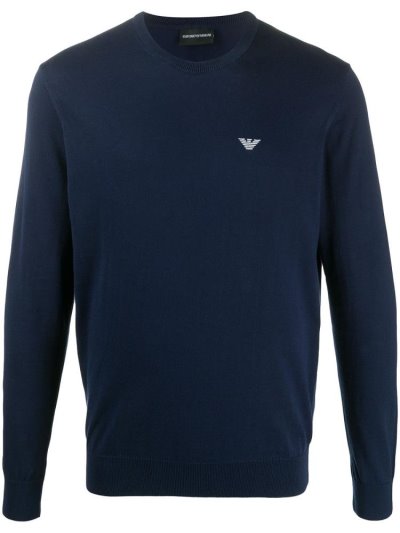 Jerséis Armani Emporio Crew Neck Hombre Azules | KI1FVH2H