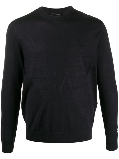 Jerséis Armani Emporio Logo Fine Knit Hombre Azules | H3CV1TD3