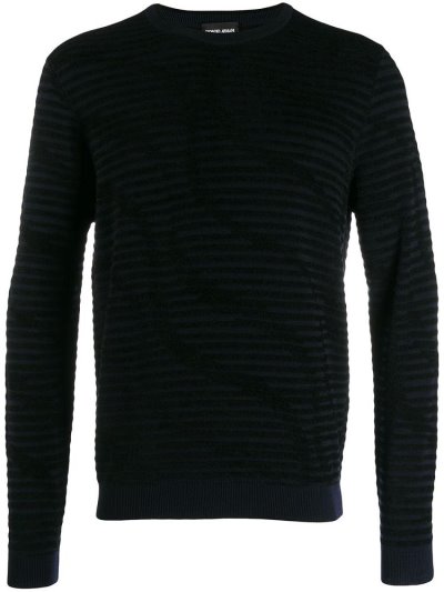 Jerséis Giorgio Armani Ribbed Hombre Azules Negras | Z45DURQO