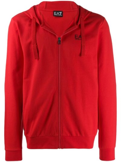 Sudadera Con Capucha Ea7 Emporio Armani Zip Up Logo Hombre Rojas | WLZZJBS9