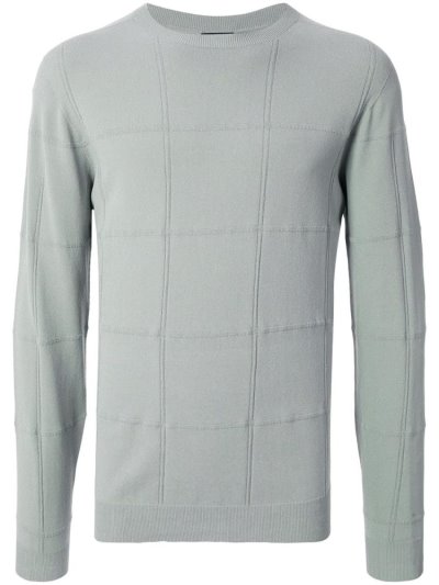 Sudaderas Giorgio Armani Crew Neck Checkered Hombre Gris | TMAMDBQJ