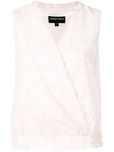 Tops Armani Emporio Motif Wrap Mujer Rosas Blancas | XCJTM26U