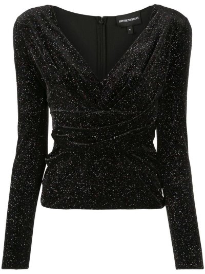 Tops Armani Emporio Multicolored Glitter Mujer Negras | BJSNA1O1