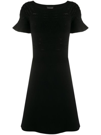 Vestido Armani Emporio Embroidered Stripe Skater Mujer Negras | S0RZZ2U2