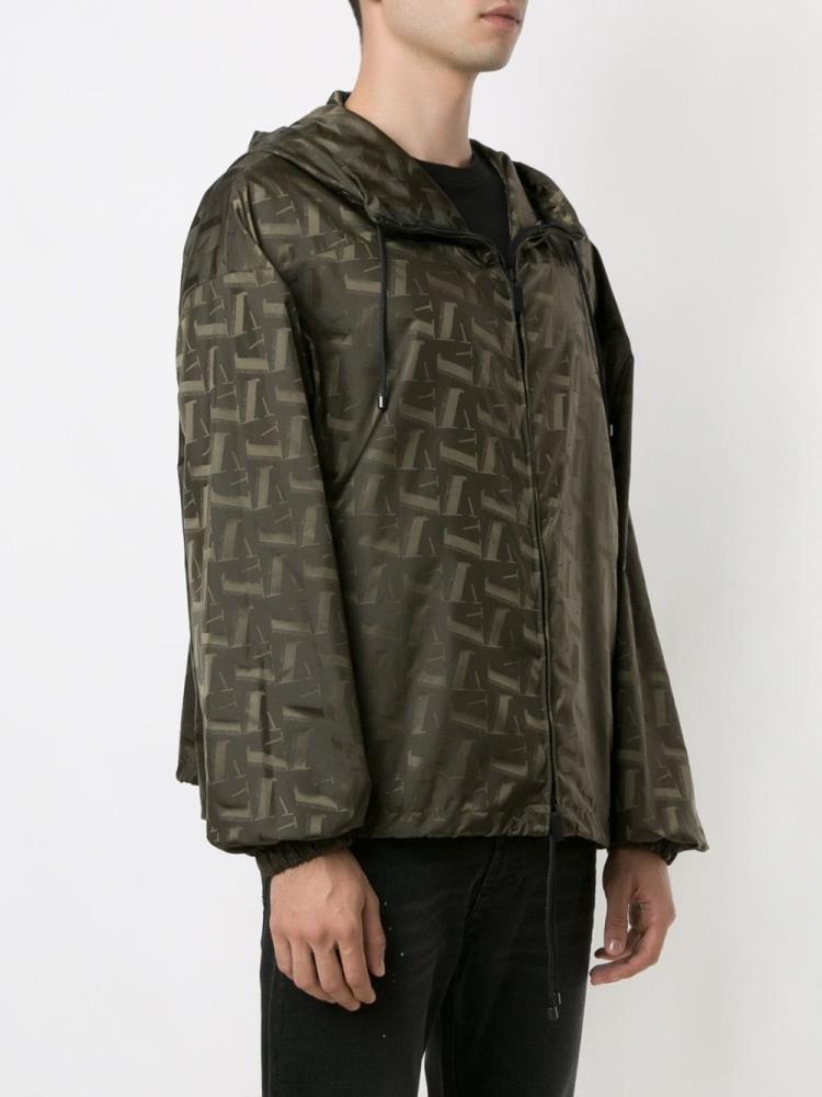 Abrigos Armani Emporio All Over Print Windbreaker Hombre Verde | N3T8XC6B