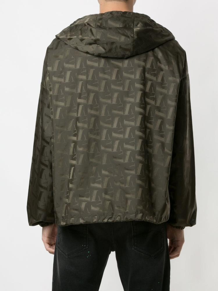 Abrigos Armani Emporio All Over Print Windbreaker Hombre Verde | N3T8XC6B