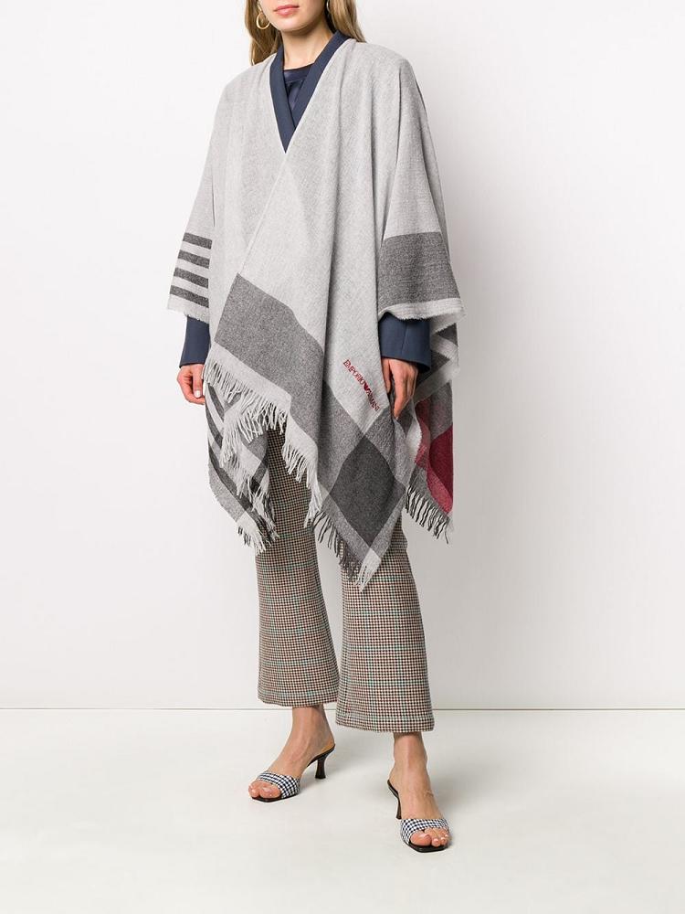 Abrigos Armani Emporio Striped Asymmetric Poncho Mujer Gris | CG7F2773