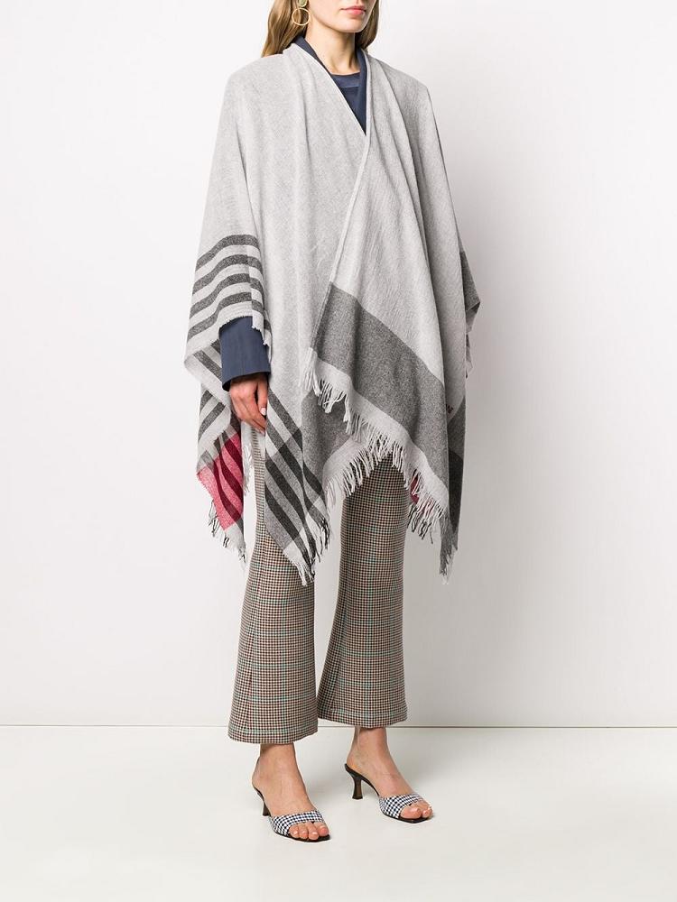 Abrigos Armani Emporio Striped Asymmetric Poncho Mujer Gris | CG7F2773