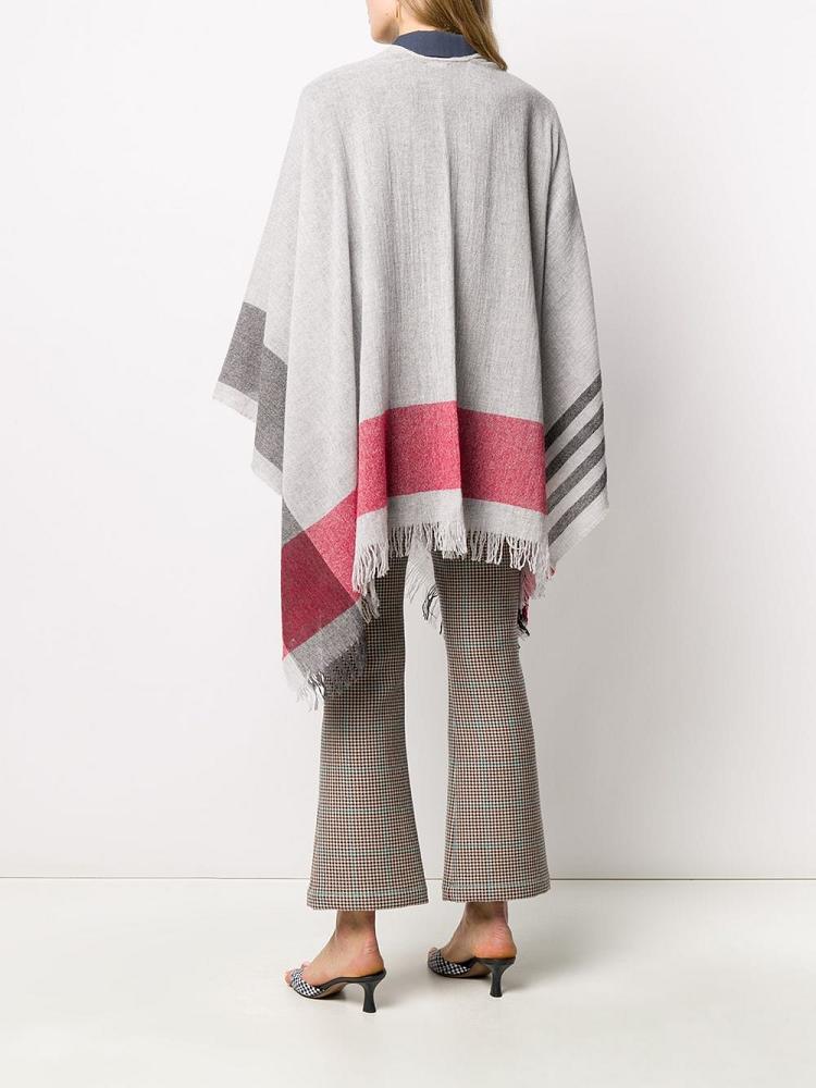 Abrigos Armani Emporio Striped Asymmetric Poncho Mujer Gris | CG7F2773