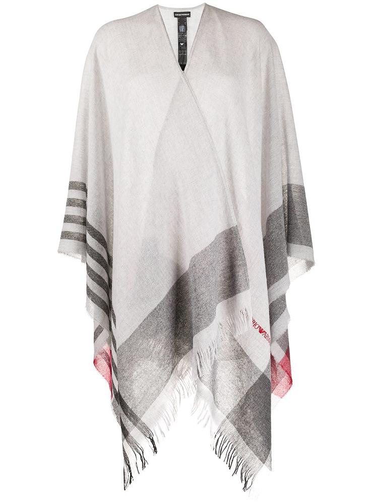 Abrigos Armani Emporio Striped Asymmetric Poncho Mujer Gris | CG7F2773