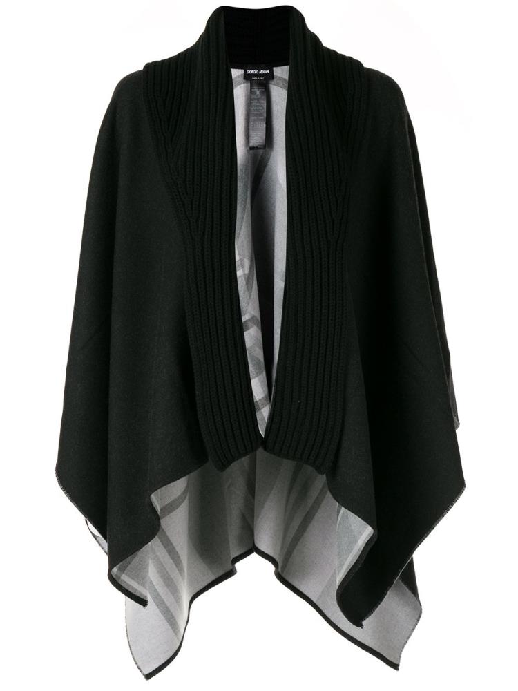 Abrigos Giorgio Armani Oversized Ribbed Collar Poncho Mujer Negras | YJV8X0BC