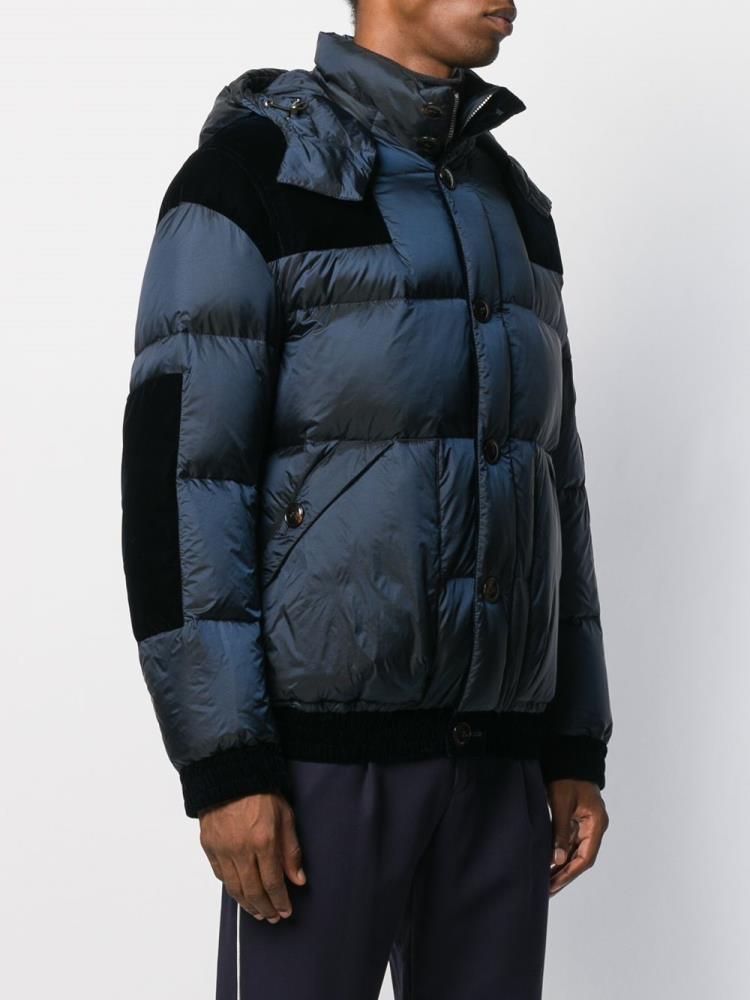 Abrigos Giorgio Armani Velvet Panel Puffer Coat Hombre Azules | LAKVK2IP