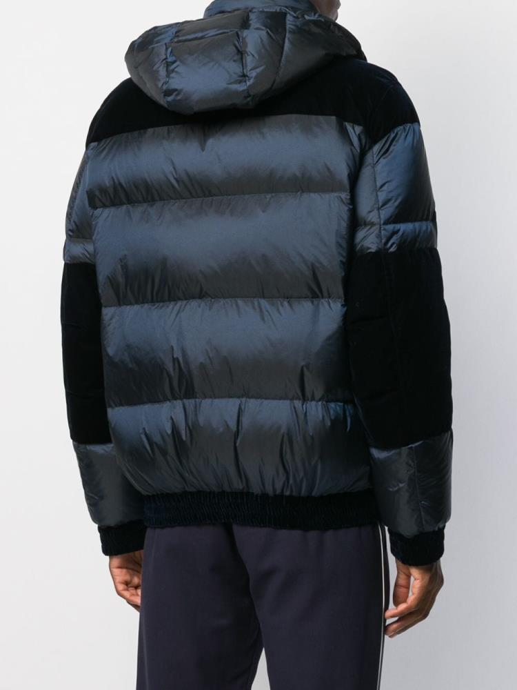 Abrigos Giorgio Armani Velvet Panel Puffer Coat Hombre Azules | LAKVK2IP