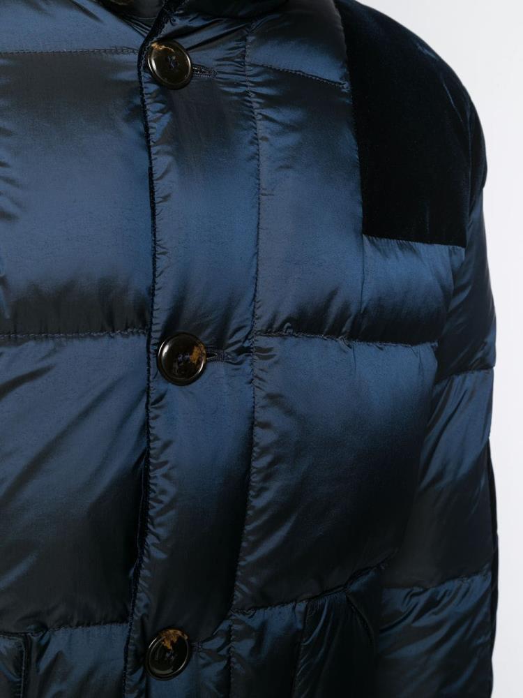 Abrigos Giorgio Armani Velvet Panel Puffer Coat Hombre Azules | LAKVK2IP