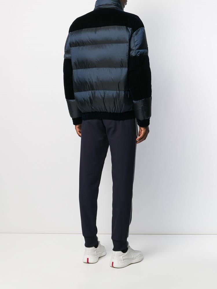 Abrigos Giorgio Armani Velvet Panel Puffer Coat Hombre Azules | LAKVK2IP