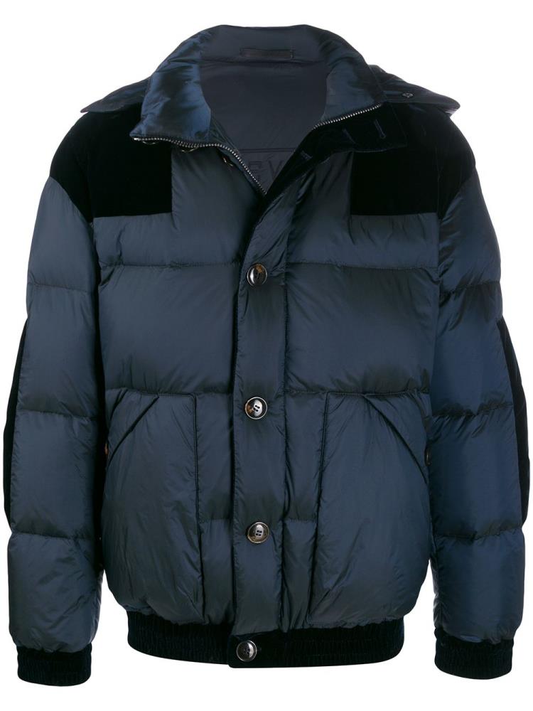 Abrigos Giorgio Armani Velvet Panel Puffer Coat Hombre Azules | LAKVK2IP