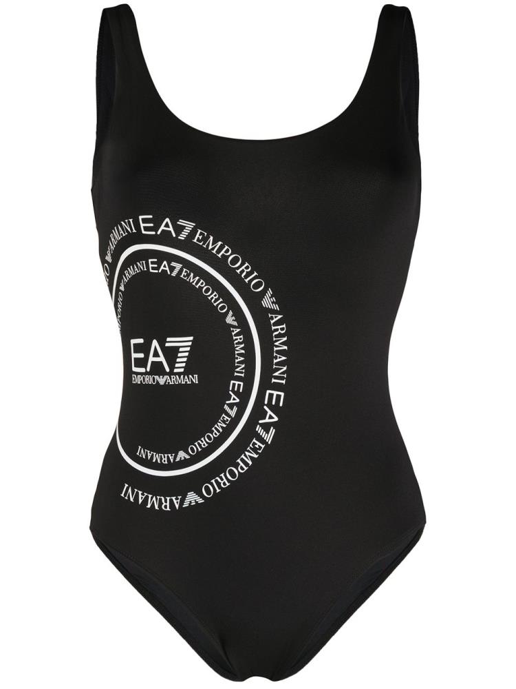 Bañadores Ea7 Emporio Armani Logo Print One Piece Mujer Negras | PESSEXYY