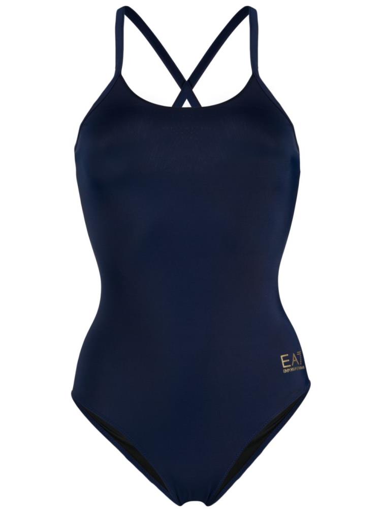 Bañadores Ea7 Emporio Armani Metallic Logo One Piece Mujer Azules | LPTT2GT9