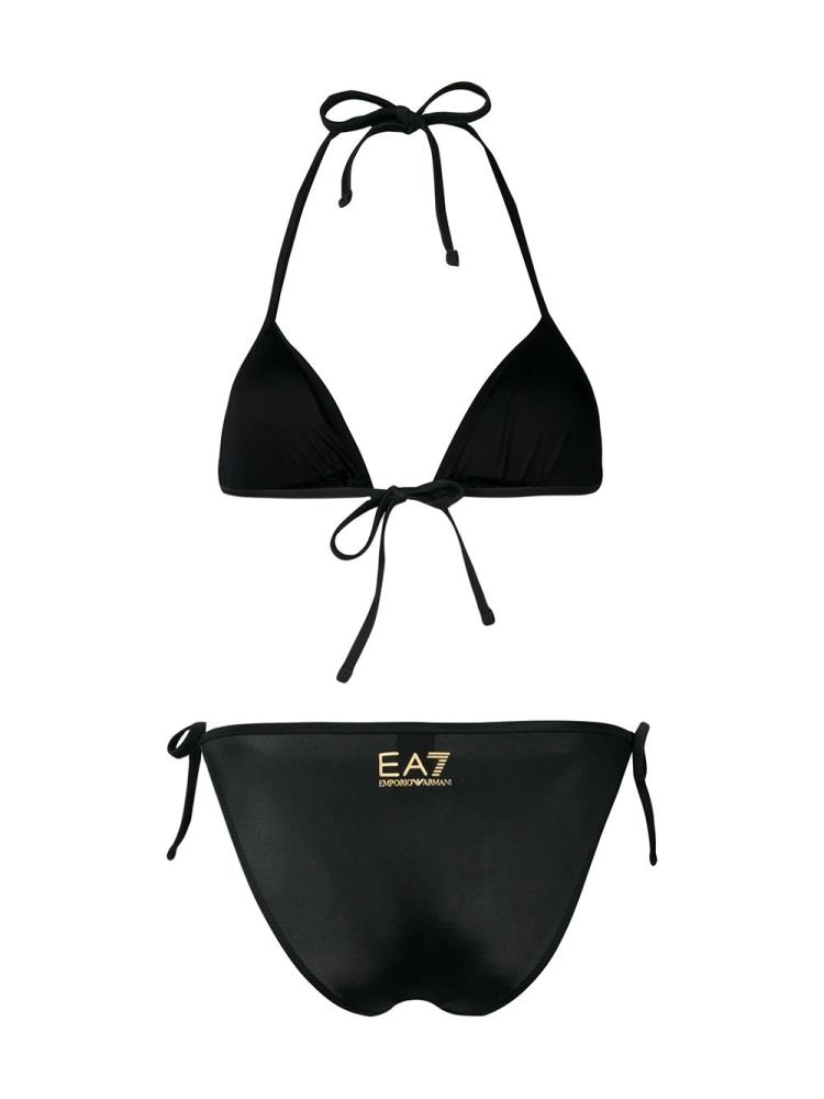 Bikini Ea7 Emporio Armani Logo Print Mujer Negras | 7GF7MAW1