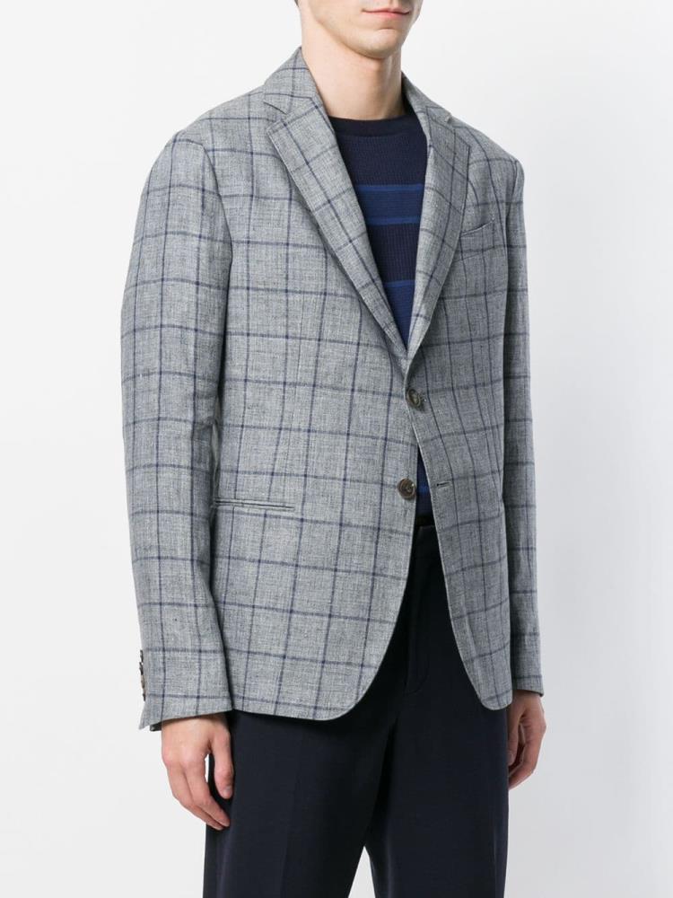 Blazers Armani Emporio Check Fitted Hombre Gris | 15K20EM1