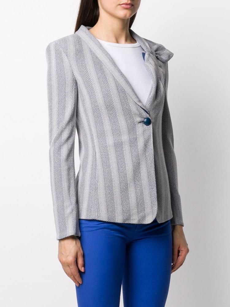 Blazers Armani Emporio Single Breasted Striped Print Mujer Azules Gris | XMA7IZV0