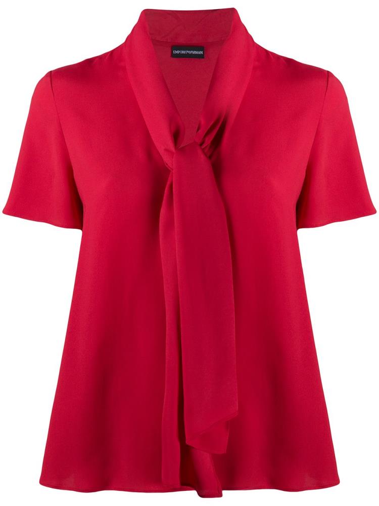 Blusas Armani Emporio Tie Neck Mujer Rojas | BU8NIPEU