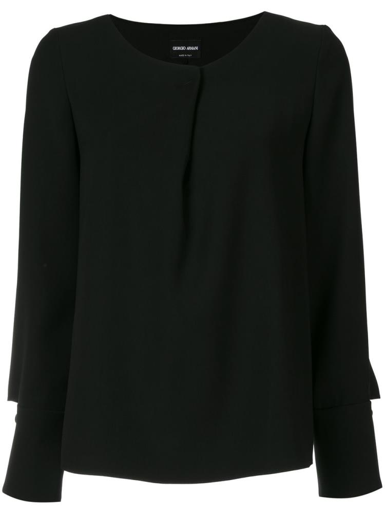 Blusas Giorgio Armani Pleated Long Sleeve Mujer Negras | OXUTWKC1