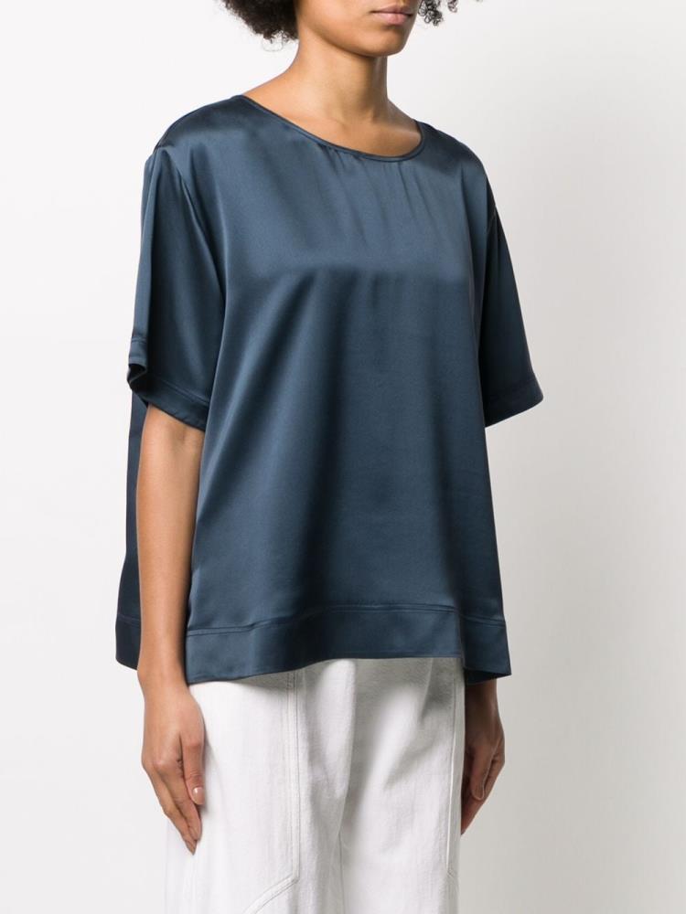 Blusas Giorgio Armani Relaxed Fit Silk Mujer Azules | FVVCFTOC