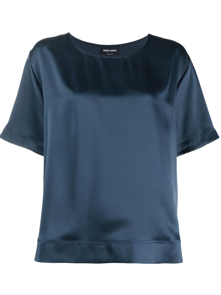 Blusas Giorgio Armani Relaxed Fit Silk Mujer Azules | FVVCFTOC