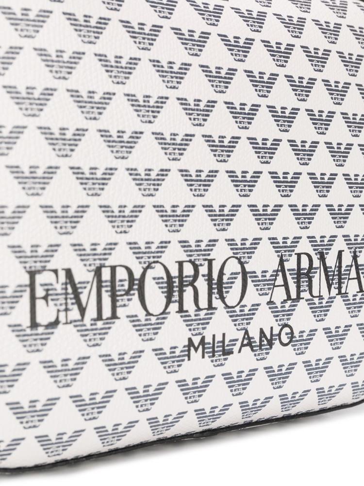 Bolsa De Hombro Armani Emporio Logo Print Mujer Blancas Negras | 6A10IOHV