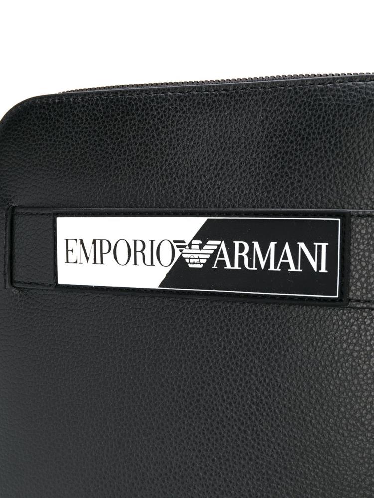 Bolsa De Mensajero Armani Emporio Faux Cuero Logo Hombre Negras | J1KVPGR1