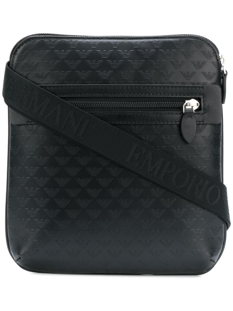 Bolsa De Mensajero Armani Emporio Logo Embossed Hombre Negras | JTNGU0SM