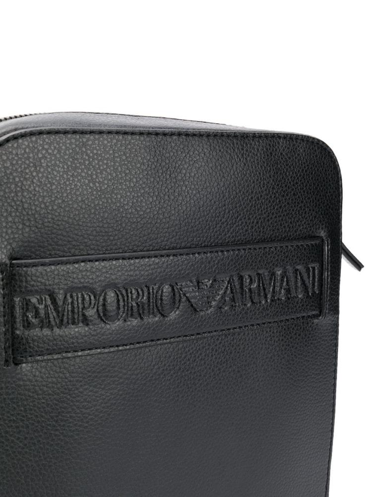 Bolsa De Mensajero Armani Emporio Logo Embossed Hombre Negras | KKPNO21S