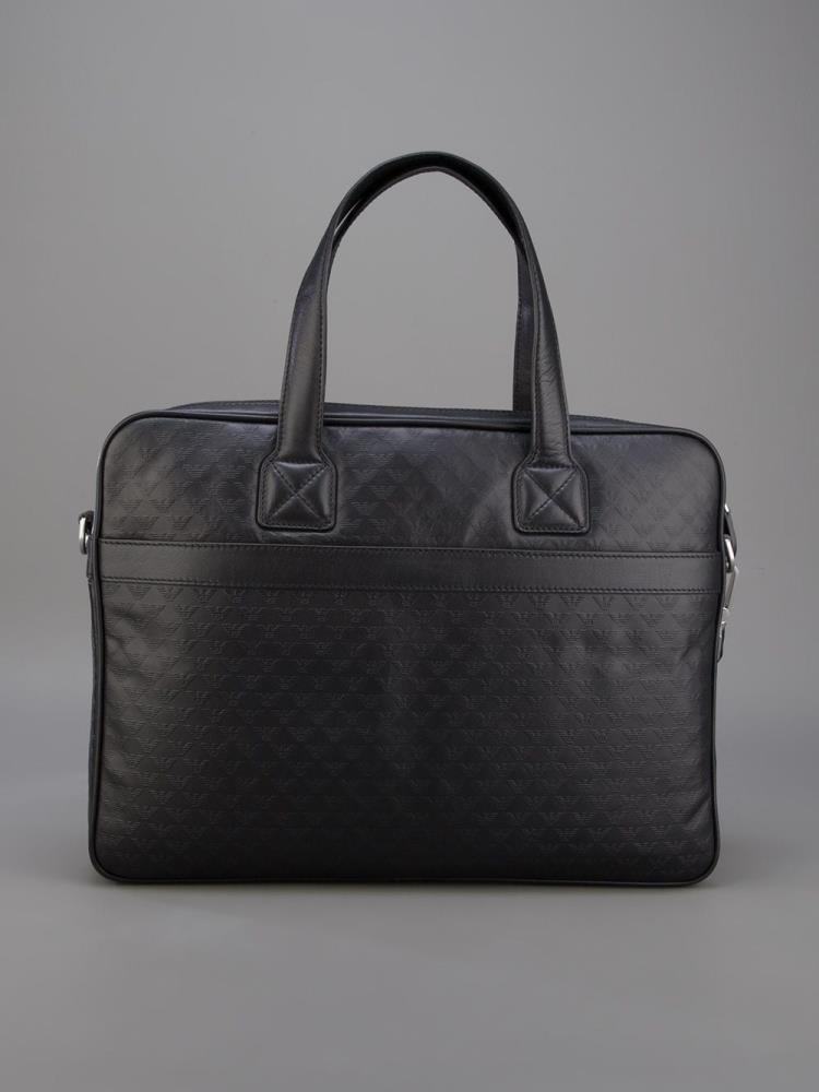 Bolsas Armani Emporio Logo Embossed Laptop Bags Hombre Negras | XRX1RVGY