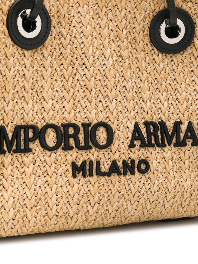 Bolso Tote Armani Emporio Frayed Logo Mujer Marrones | GS2I3VT8