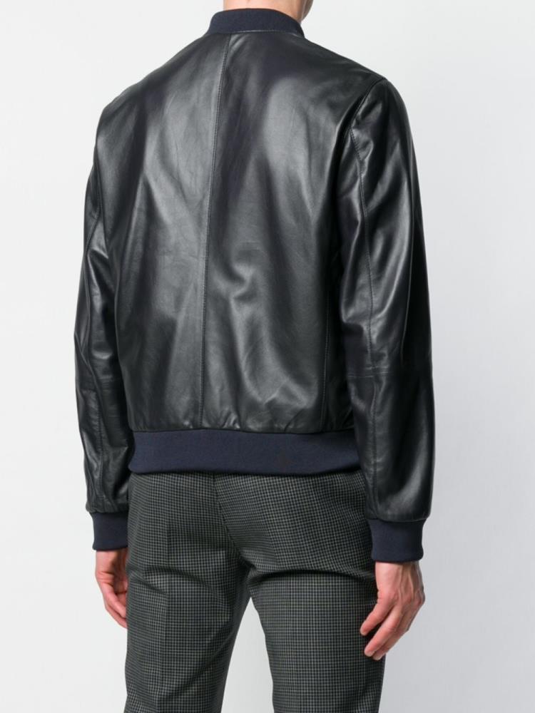 Bomber Jacket Armani Emporio Cuero Look Hombre Negras | 0DEX2QH8