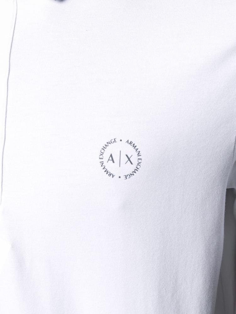 Camisa Polo Armani Exchange Embroidered Logo Hombre Blancas | 8WSJW4CE