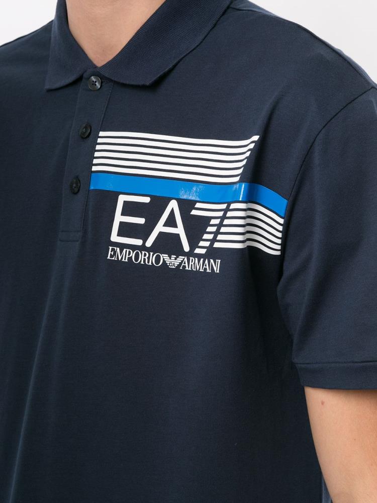 Camisa Polo Ea7 Emporio Armani Logo Hombre Azules | UT61IB6V