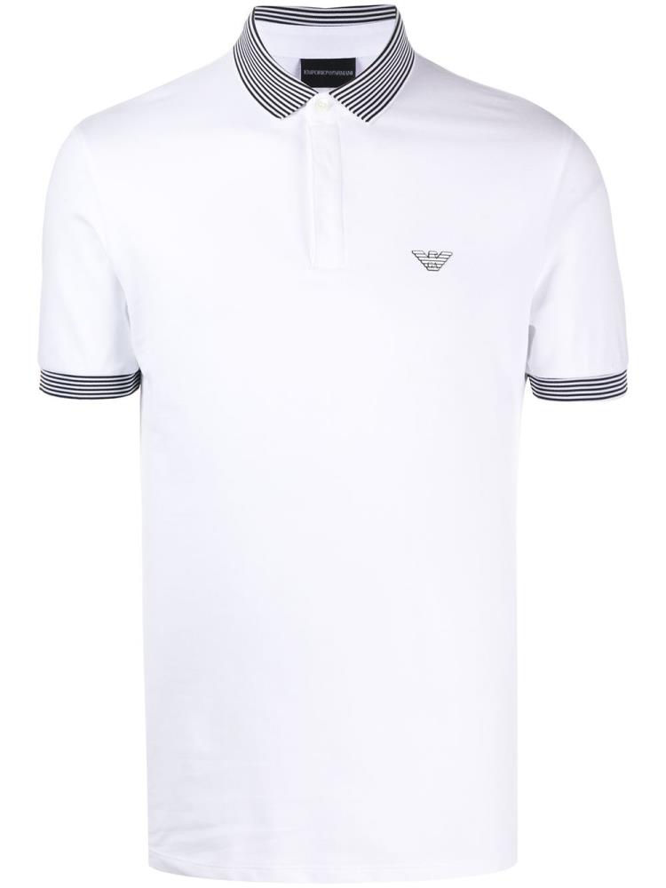 Camisa Polo Armani Emporio Contrasting Collar Logo Hombre Blancas | R0QHOHCX