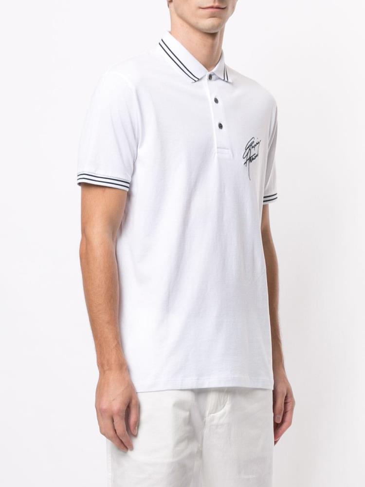 Camisa Polo Armani Emporio Embroidered Logo Hombre Blancas | 40LYP276