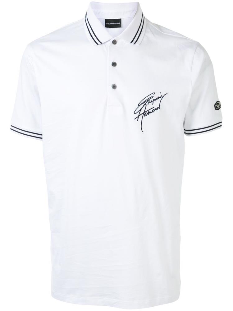 Camisa Polo Armani Emporio Embroidered Logo Hombre Blancas | 40LYP276