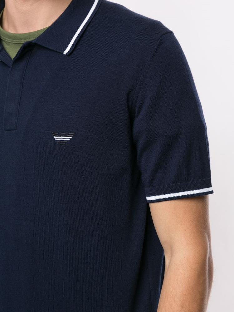 Camisa Polo Armani Emporio Embroidered Logo Hombre Azules | DHVQYBQE