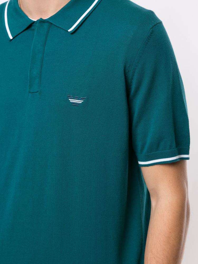 Camisa Polo Armani Emporio Embroidered Logo Hombre Verde | M3KZZO6L