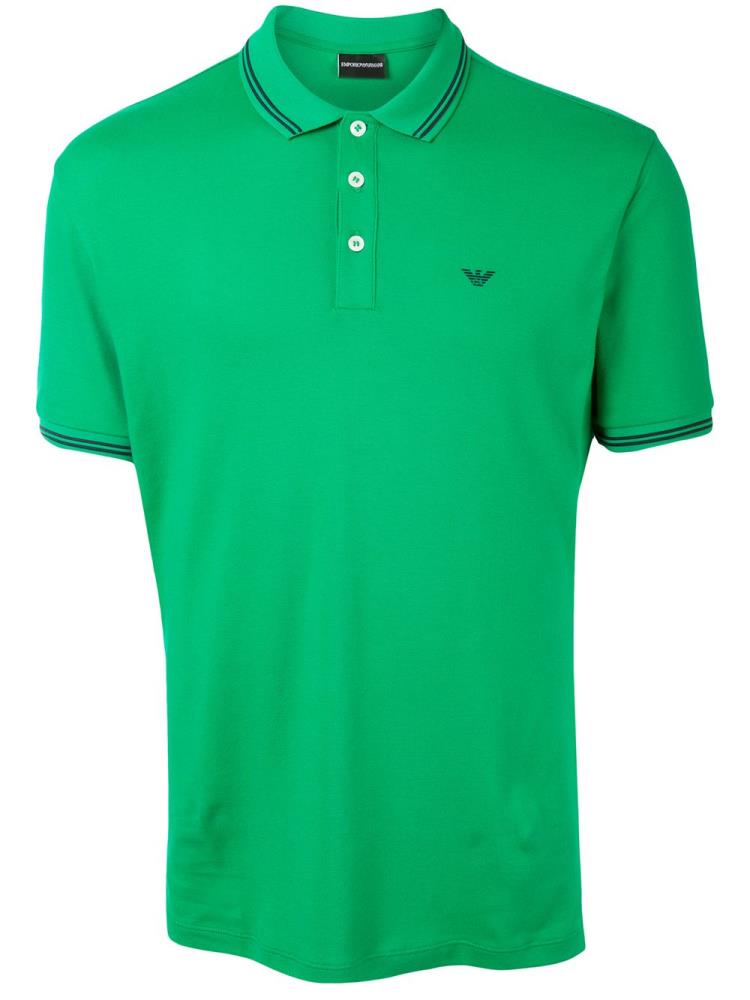 Camisa Polo Armani Emporio Embroidered Logo Hombre Verde | R4Y3BRM5