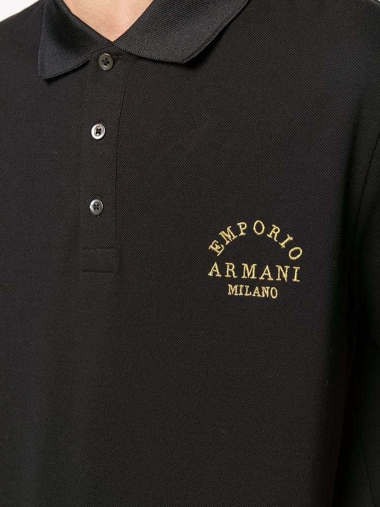 Camisa Polo Armani Emporio Embroidered Detail Hombre Negras | U2MM1SE1