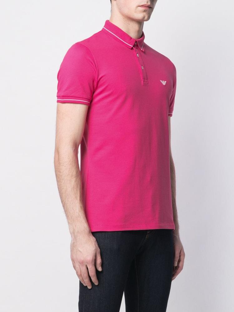 Camisa Polo Armani Emporio Logo Hombre Rosas | 3P8VWTBJ