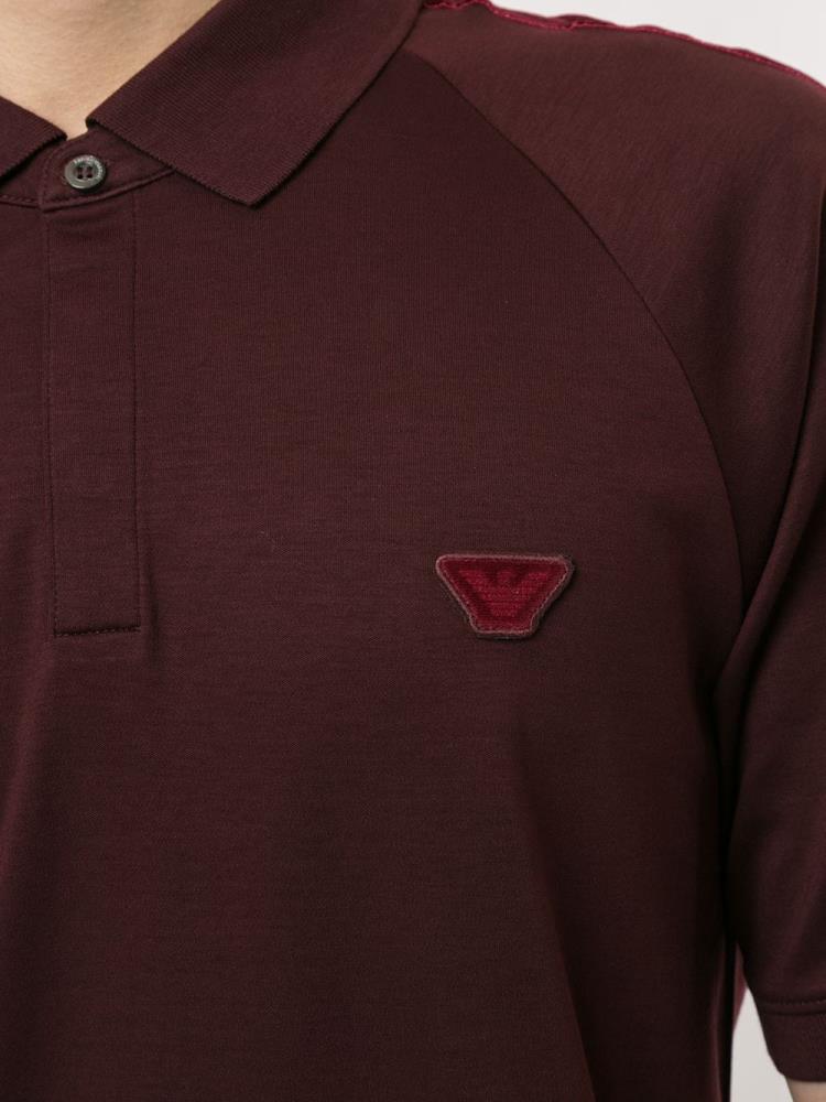 Camisa Polo Armani Emporio Logo Patch Textured Hombre Rojas | E1PKIQ48