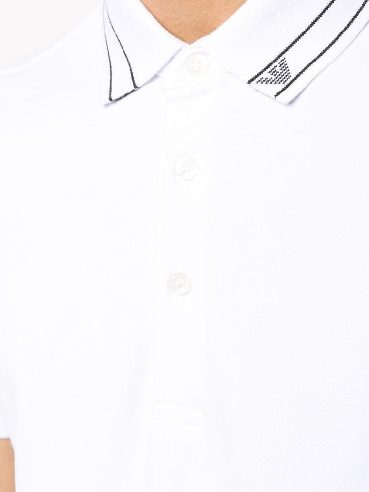 Camisa Polo Armani Emporio Logo Print Collar Hombre Blancas | IHFNHNV5