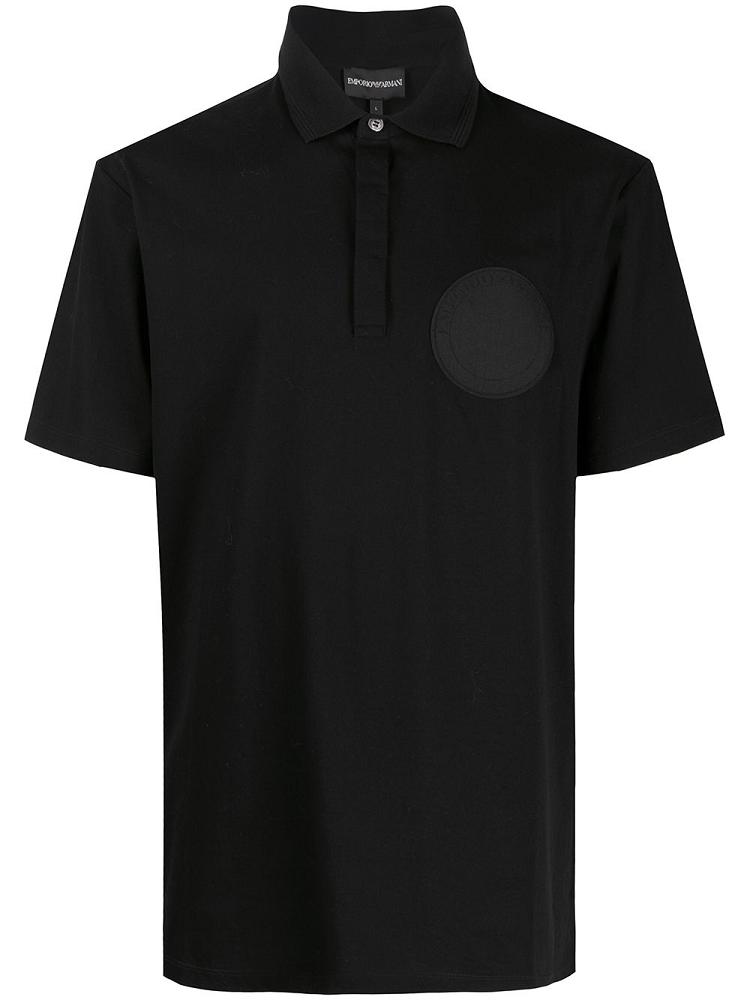 Camisa Polo Armani Emporio Logo Patch Hombre Negras | OLDCEE93